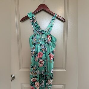 Floral ruffle halter dress